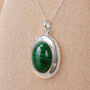 Personalised Sterling Silver Malachite Gemstone Photo Locket Necklace, thumbnail 1 of 6