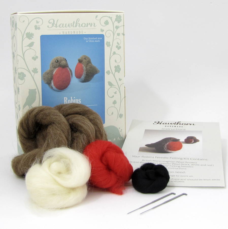 robins needle felting kit by hawthorn handmade
