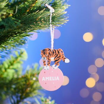 Personalised Children's Tiger Christmas Decoration, 2 of 4
