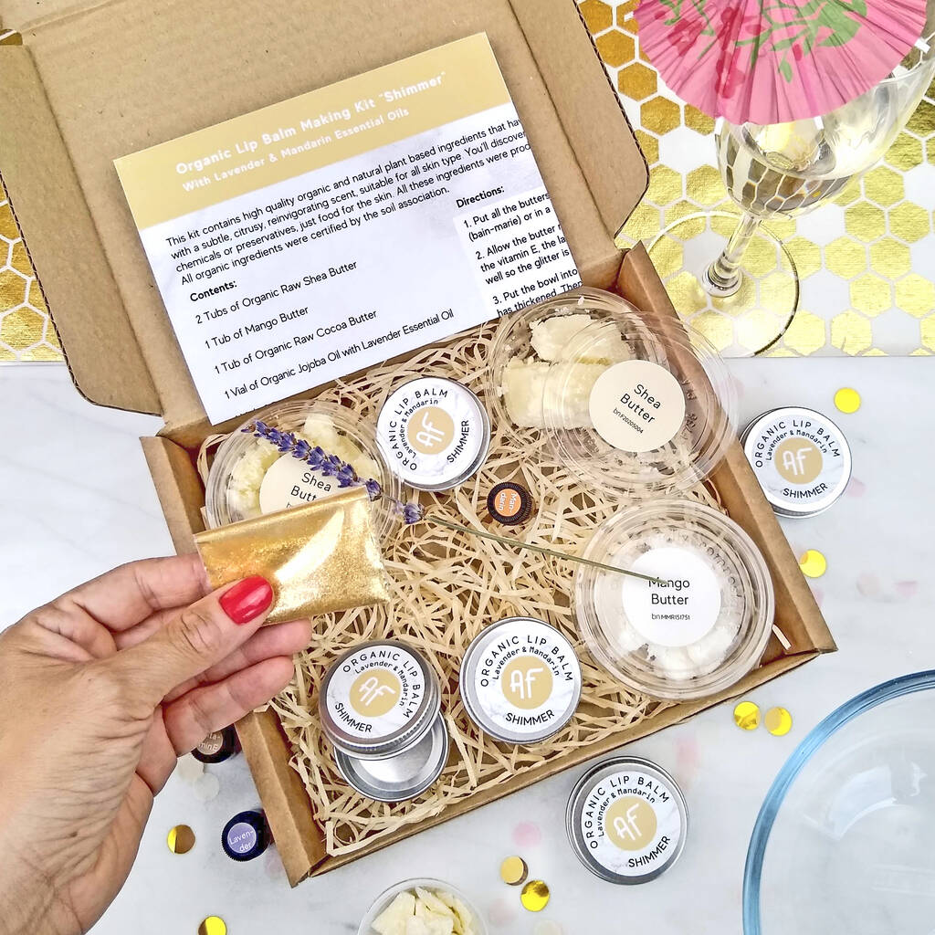 Sparkly Organic And Vegan Lip Balm Making Kit Party Box, 1 of 9