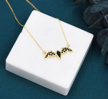 Black Cz Bat Necklace In Sterling Silver, 4 of 11
