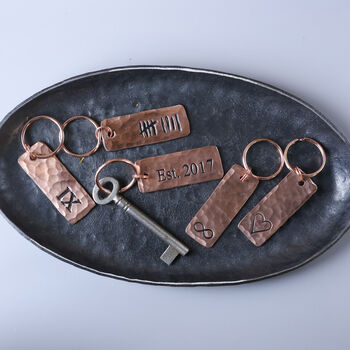 9th Anniversary Copper 'Tag' Keyring. Handmade Anniversary Gift, 4 of 9