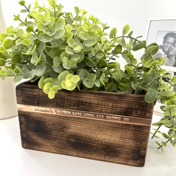 Personalised Wood And Copper Pot Planter, 5 of 5