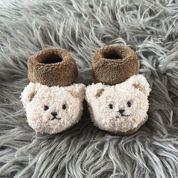 Taupe Teddy Bear Baby Socks, 4 of 9