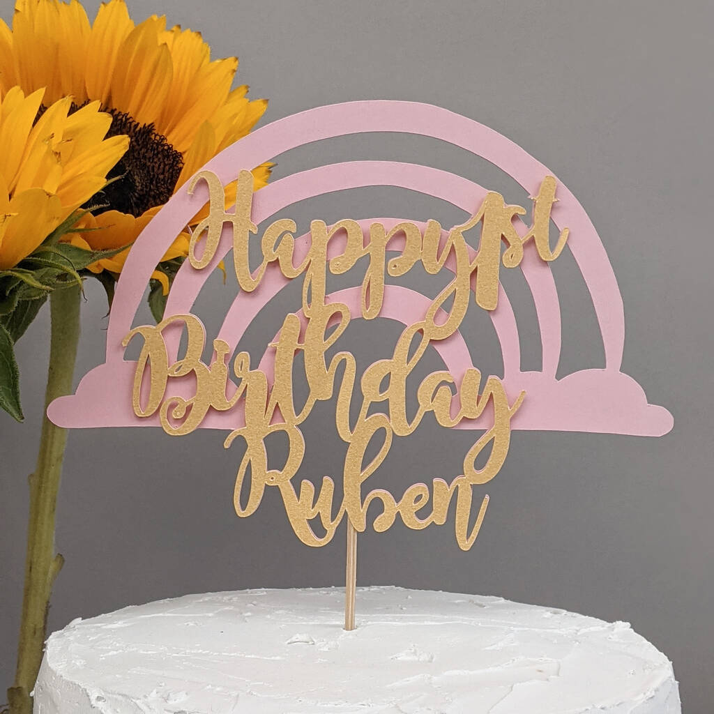 Magical Rainbow Happy Birthday Cake Topper, 1 of 3