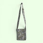 Mini Cross Body Bag | Grey And White Block Print Floral, thumbnail 4 of 5