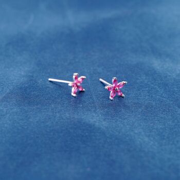 Pink Tourmaline October Birthstone 925 Silver Stud Earrings, 2 of 9