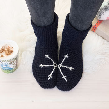 Snowflake Slipper Socks In Chunky Crochet, 3 of 12