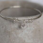 Sterling Silver Textured Heart Charm Bangle, thumbnail 2 of 5