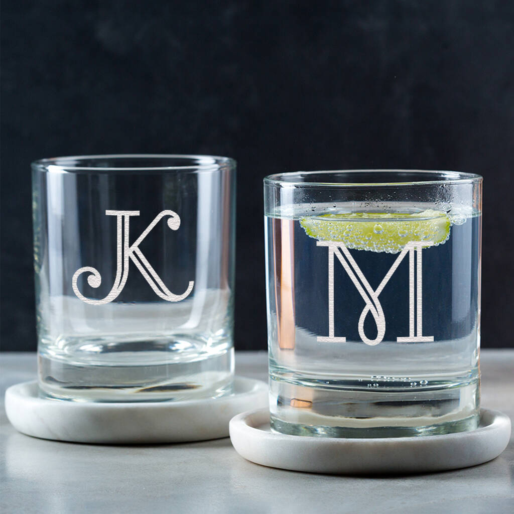 Personalised Engraved Initial Whiskey Glass Monogram Gift, 1 of 6