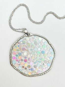 Large Disco Earrings With Holographic Silver Sparkles, 7 of 12
