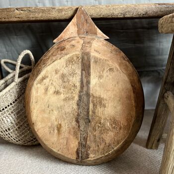 Large Antique Indian Wooden Parat Dough Bowl, 9 of 10