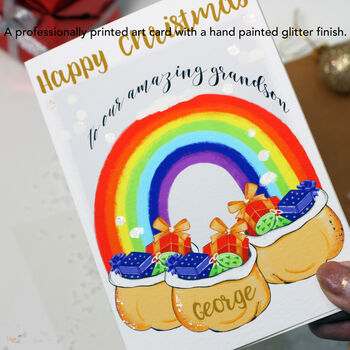 Personalised Rainbow Grandson Christmas Card, 3 of 10