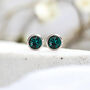 Sterling Silver May Emerald Birthstone Stud Earrings, thumbnail 1 of 9