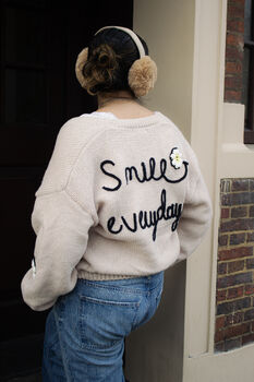 Beige Smile Everyday Flower Knit Cardigan, 4 of 9