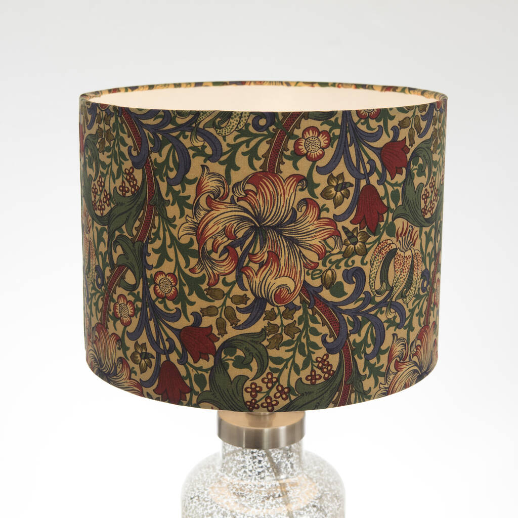 30cm Cotton Lampshade In William Morris Golden Lily By Blue Badge Co