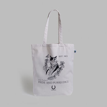 Pride And Purrjudice Literary Cat Organic Shopper Bag, 2 of 4