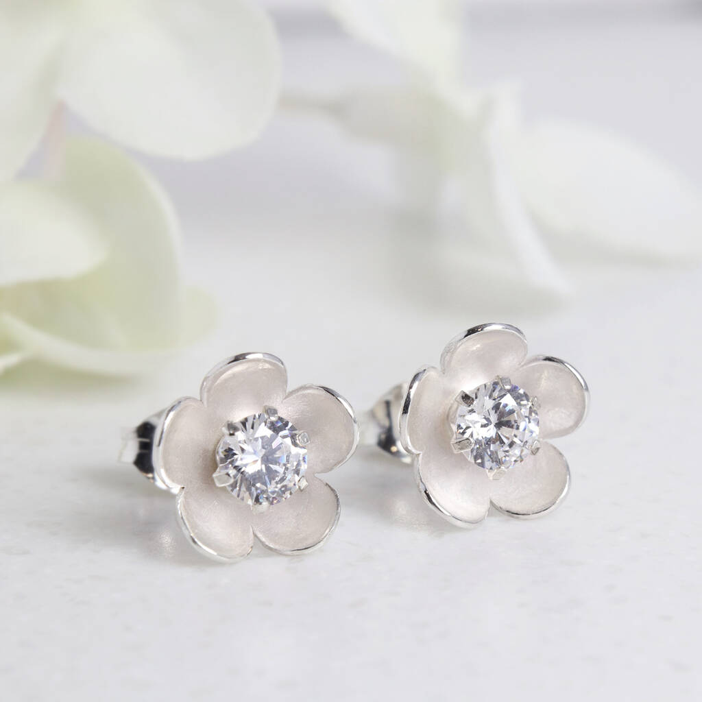 Silver Birthstone Blossom Stud Earrings By Gabriella Casemore Jewellery ...
