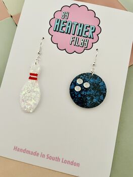 Skittle And Bowling Ball Glitter Earrings, 2 of 3