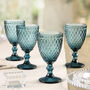 Set Of Four Vintage Embossed Coloured Wine Glasses, thumbnail 9 of 12