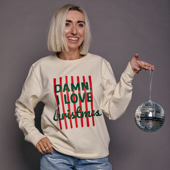 Personalised 'Damn I Love…' Slogan Christmas Sweatshirt, 9 of 11