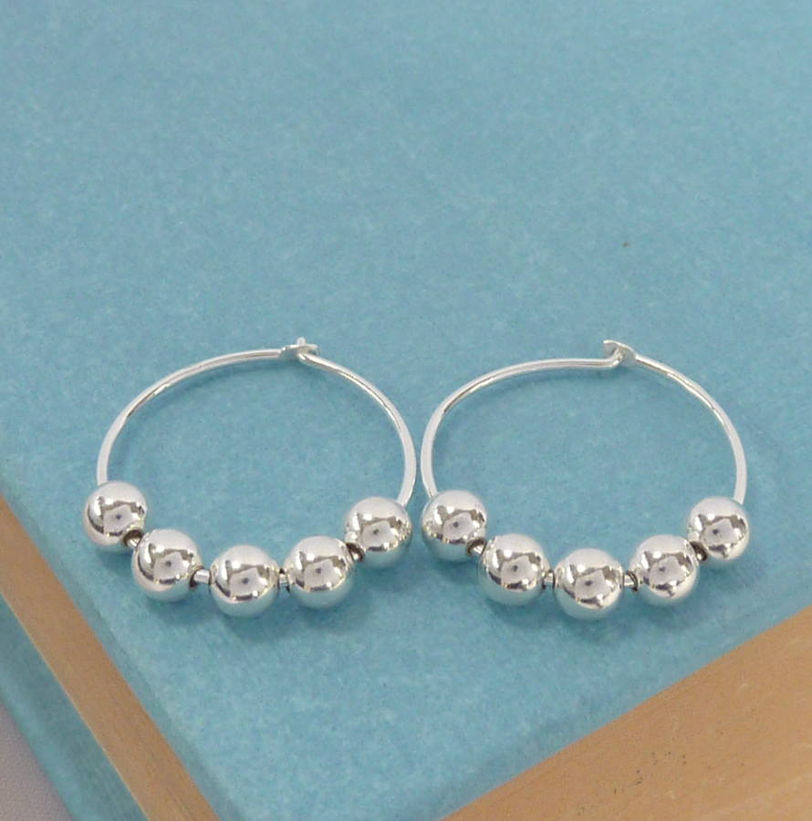 50th birthday silver bead earrings by handmade by helle