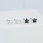 Sterling Silver Black Or White Crystal Star Stud Earrings, thumbnail 1 of 4