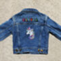 Kids Personalised Denim Jacket Special Sparkly Unicorn, thumbnail 3 of 9