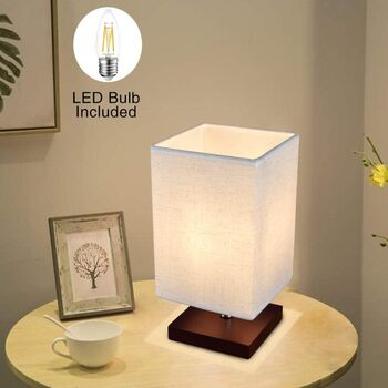 Square Bedroom Table Lamp LED Lights Stand, 7 of 8