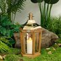Wood Decorative Lantern Candle Holder With Glass Panels, thumbnail 1 of 6