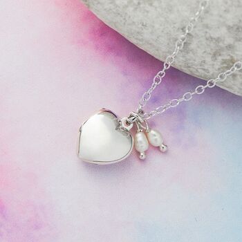 Heart Locket Sterling Silver Necklace With Pearl, 3 of 11