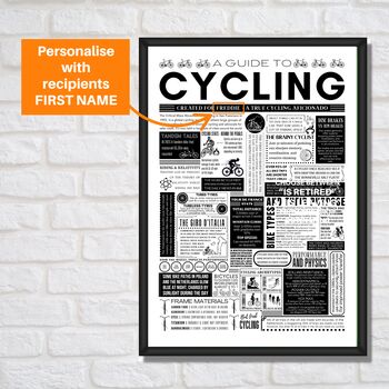 Personalised Cycling Fact Print – Gift For Keen Cyclists, 2 of 9