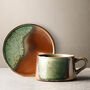 Handmade Ceramic Cup And Saucer Set Crackle Glaze, thumbnail 1 of 4