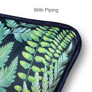 Luxury Super Soft Velvet Cushion Ferns Floral With Optional Piping, 3 of 12
