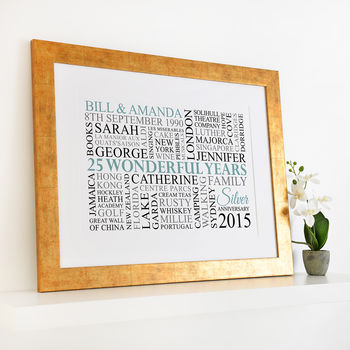 Personalised Silver Anniversary Word Art, 7 of 11