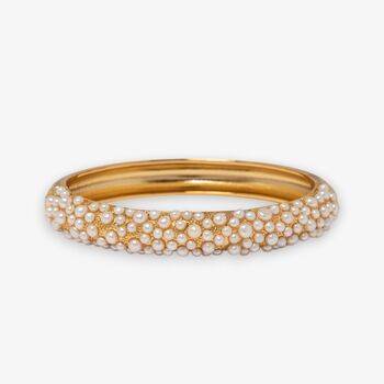 Shinju 18 K Gold Plated Chunky Pearl Bangle, 2 of 3