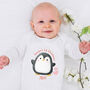 Personalised First Christmas Penguin Babygrow, thumbnail 1 of 7