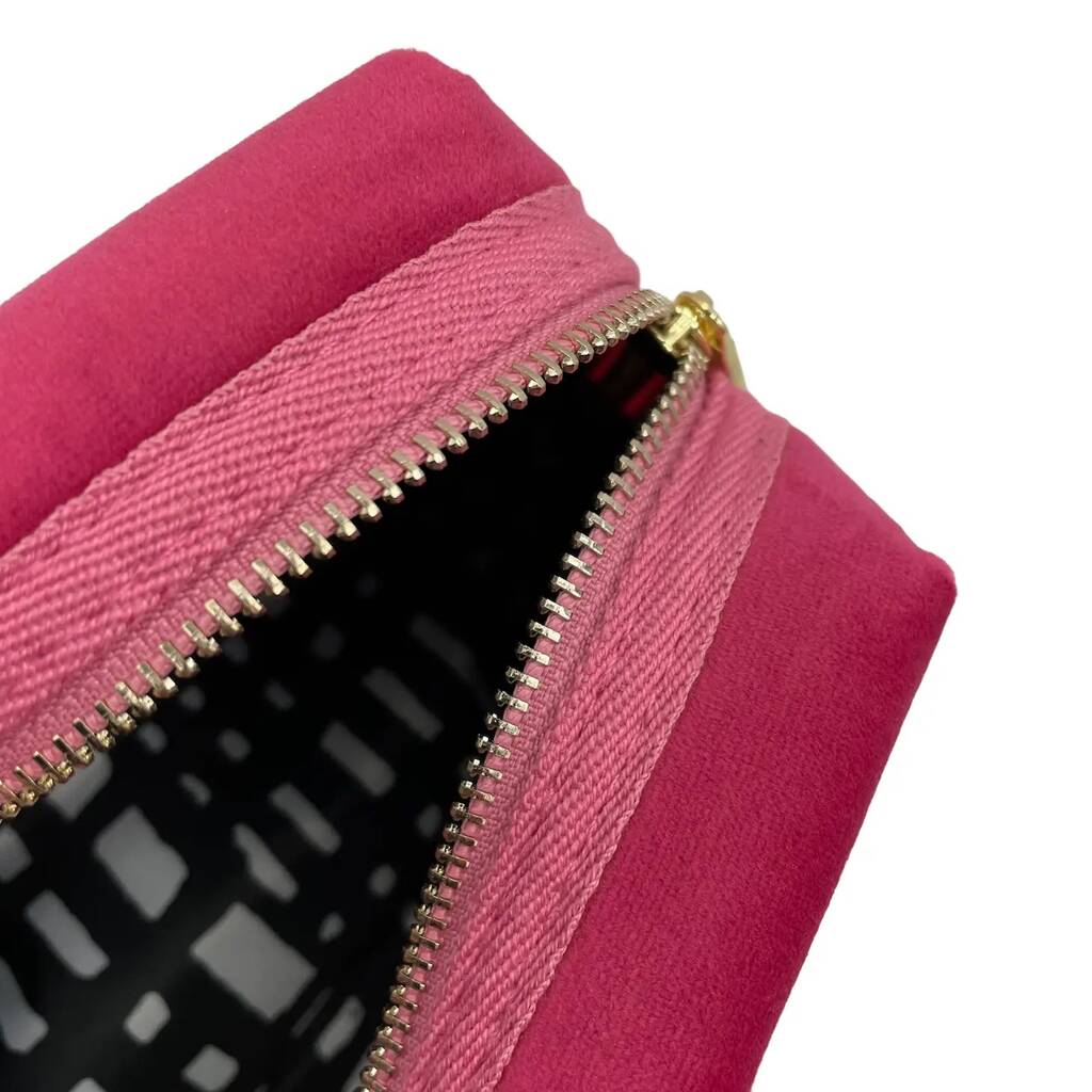 Pink Velvet Cosmetic Bag With Golden Eye Pin By Heliotique ...