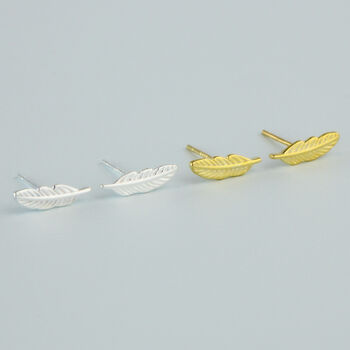 Sterling Silver Feather Stud Earrings, 3 of 5