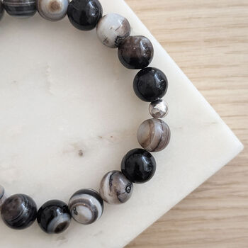 Men's Bracelet In Striped Agate And Silver, 2 of 7