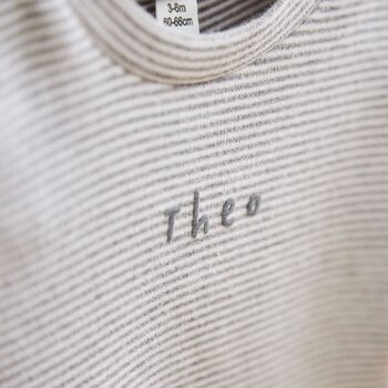 Personalised Grey Children’s Striped T Shirt, 2 of 4