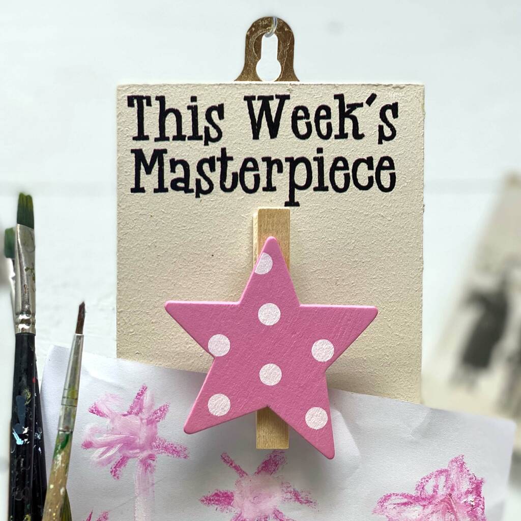 'This Week's' Masterpiece Wooden Peg Pink Star, 1 of 3