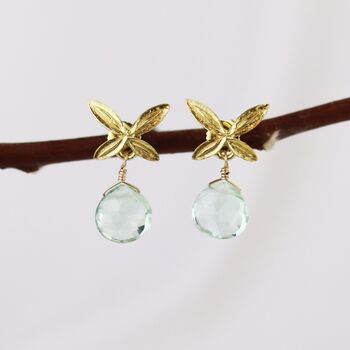 Gold Leaf And Amethyst/ Green Amethyst Earrings, 9 of 9