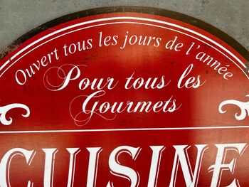 French Kitchen Metal Sign Vintage Red Cuisine Plaque, 5 of 7