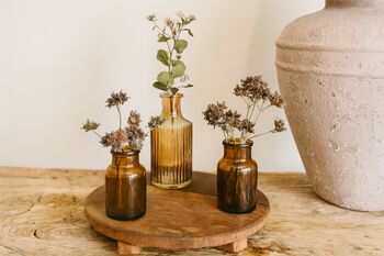 Amber Brown Glass Apothecary Bottle Vase 10cm, 2 of 4