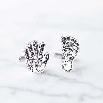 Personalised Sculpted Hand And Foot Print Cufflinks, 2 of 7
