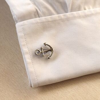 Anchor Cufflinks Nautical Silver Cufflinks For Men Maritime Gift Idea, 6 of 6
