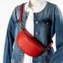 Vivid Red Soft Leather Lined Bum Bag, thumbnail 2 of 11