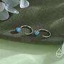 Natural Turquoise Huggie Hoop Threader Earrings In Sterling Silver, thumbnail 2 of 11