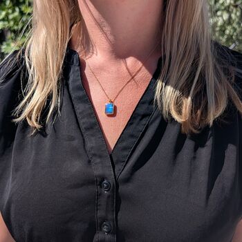 The Rectangle Labradorite Necklace, Gold Plated, 2 of 10